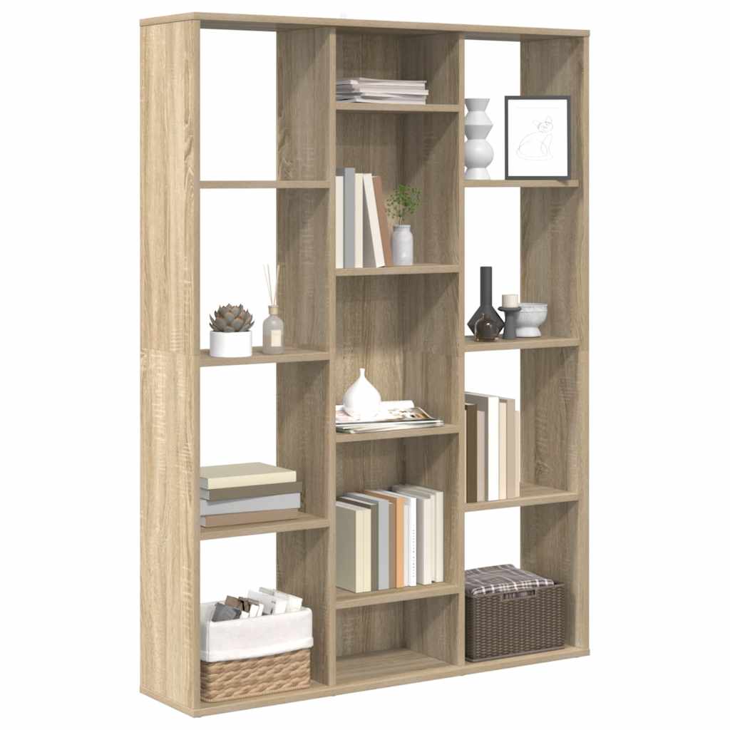 Kamerscherm/boekenkast 100x24x140 cm bewerkt hout eikenkleurig – afbeelding 4