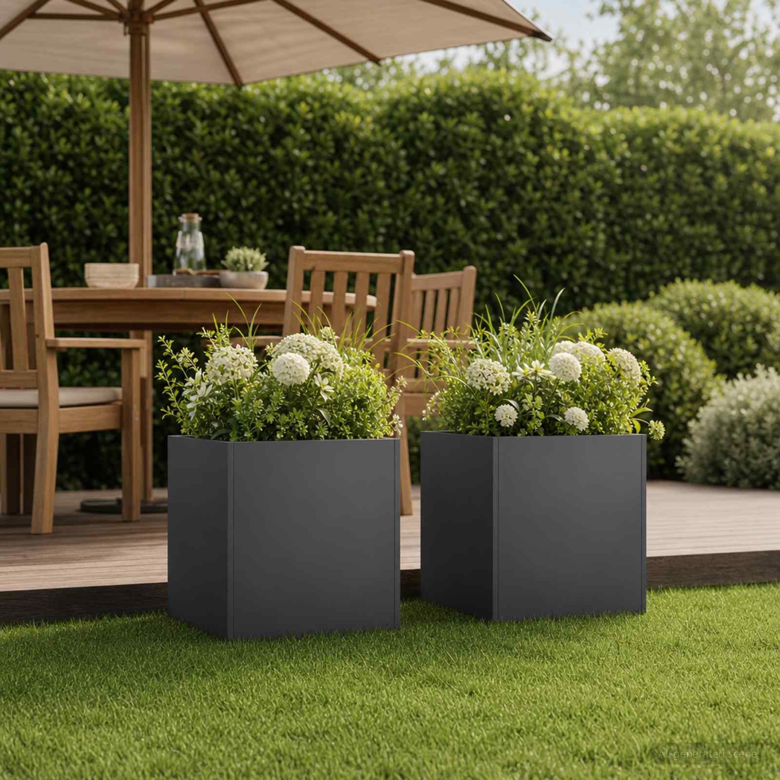 Plantenbak 2 st Zwart 20 x 20 x 20 cm Koudgewalst staal – afbeelding 1
