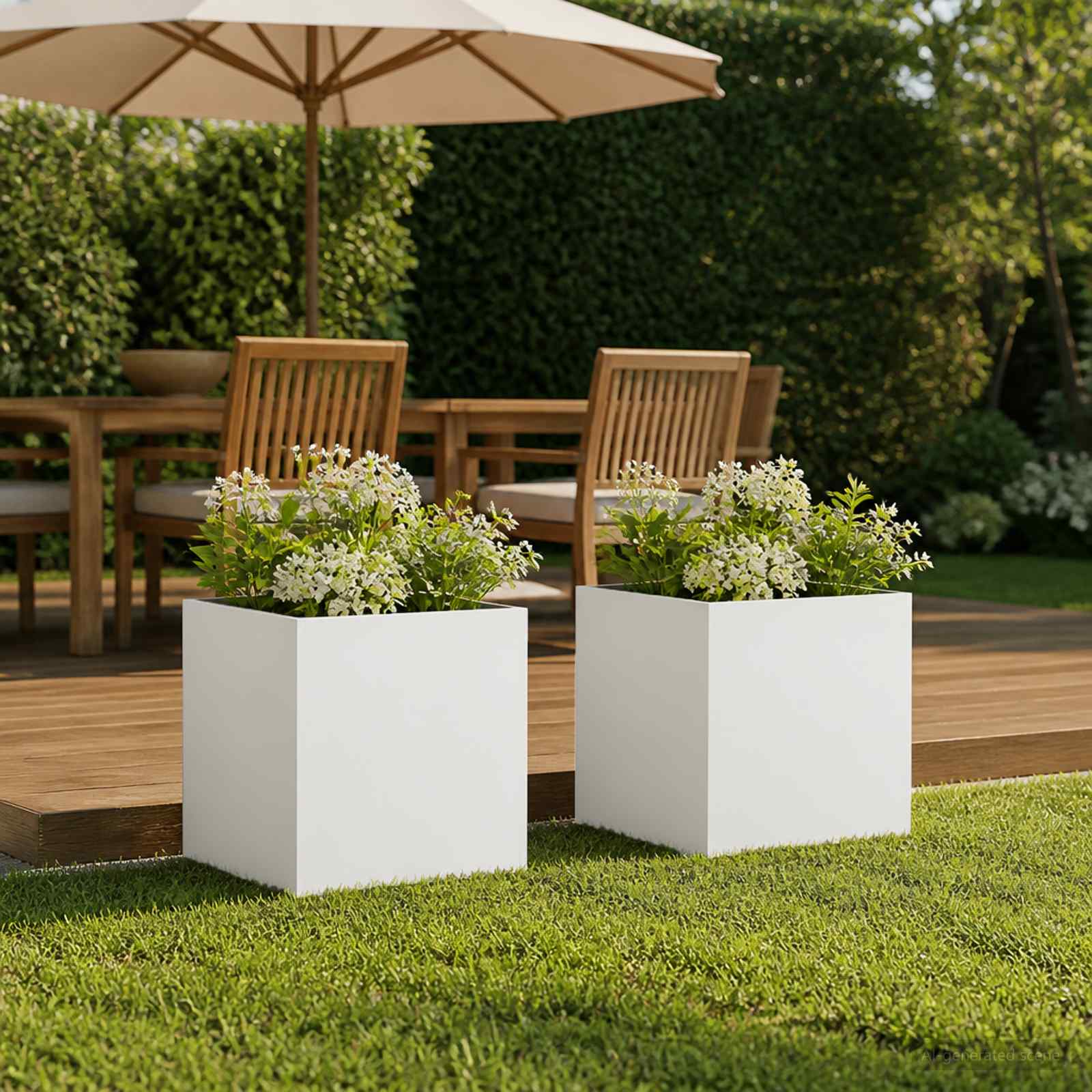 Plantenbak 2 st Wit 20 x 20 x 20 cm Koudgewalst staal