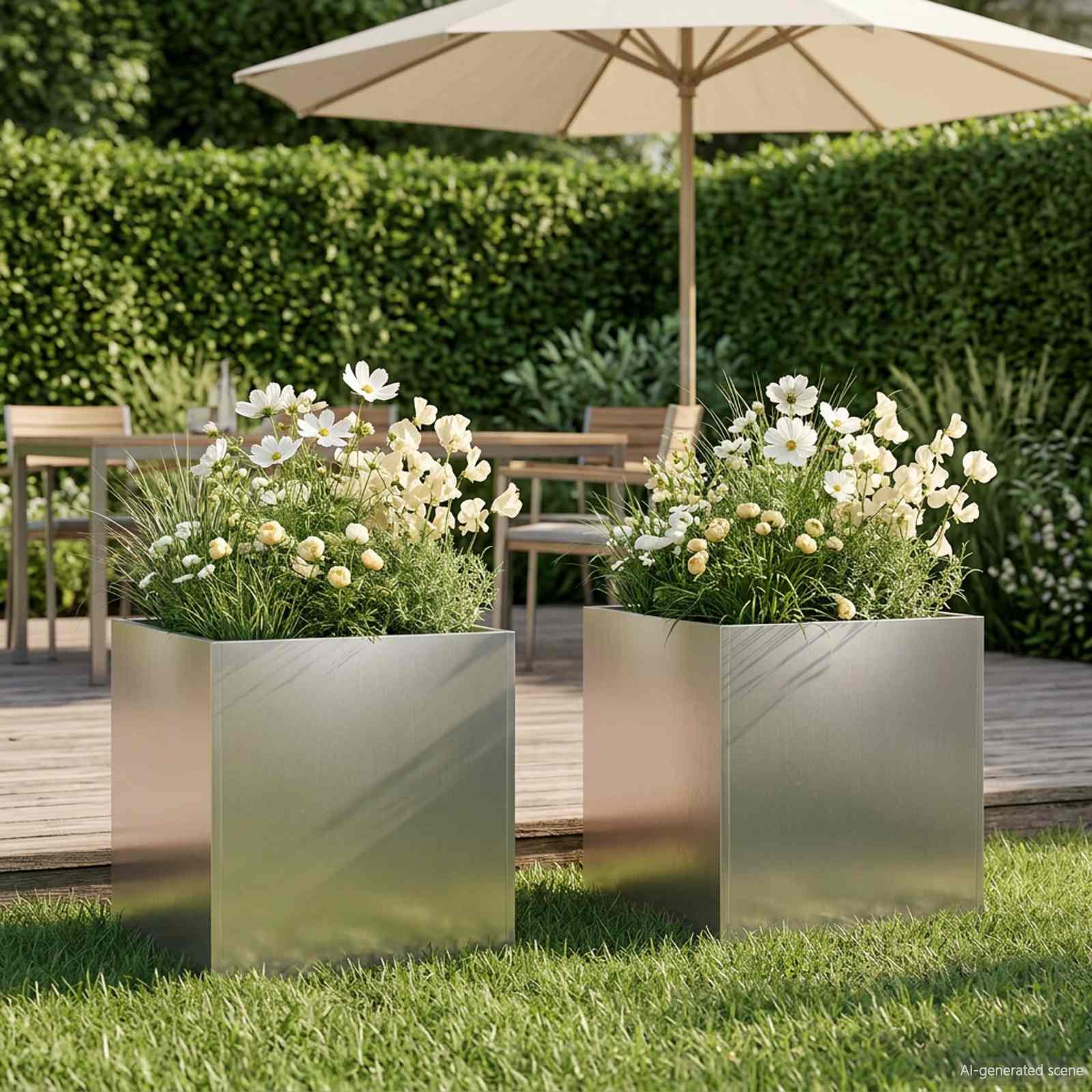 Plantenbak 2 st zilver 20 x 20 x 20 cm Roestvrij staal