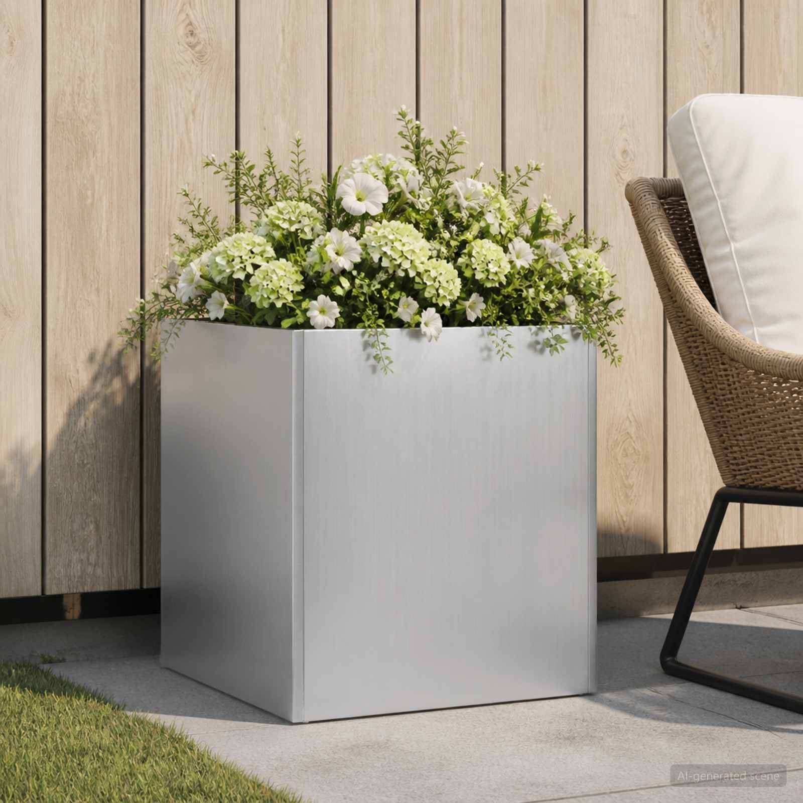 Plantenbak zilver 20 x 20 x 20 cm Gegalvaniseerd staal
