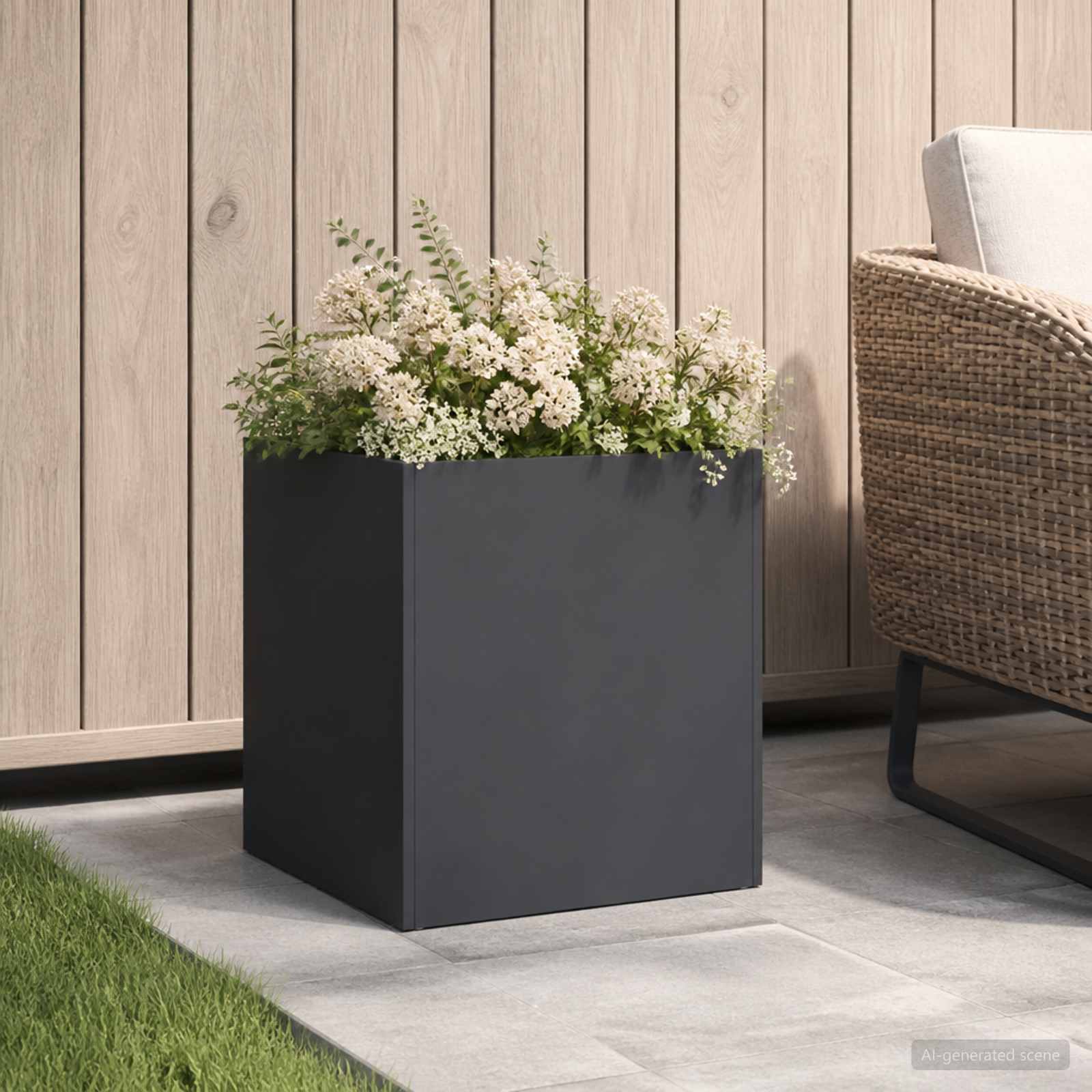 Plantenbak Zwart 25 x 25 x 25 cm Koudgewalst staal