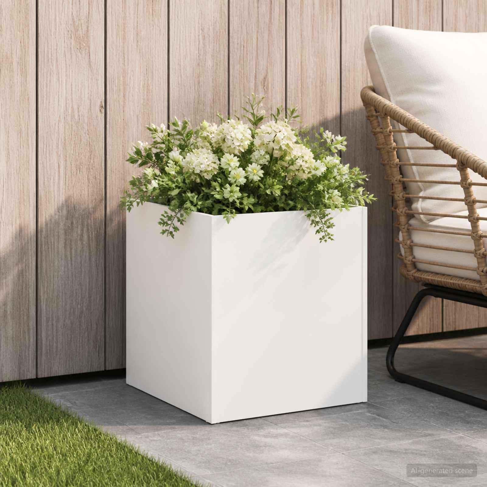 Plantenbak Wit 25 x 25 x 25 cm Koudgewalst staal – afbeelding 1