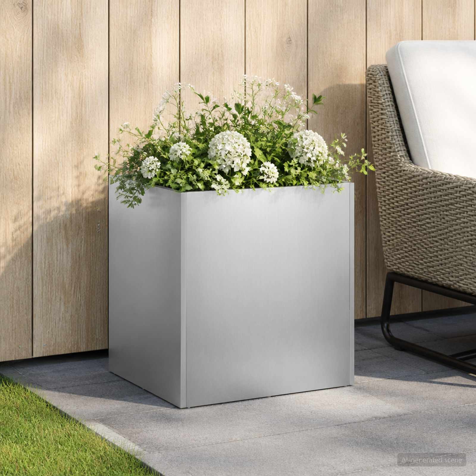 Plantenbak zilver 25 x 25 x 25 cm Roestvrij staal