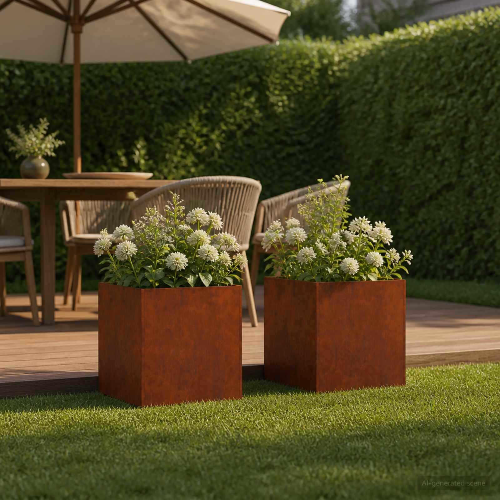 Plantenbak 2 st Roestkleurig 25 x 25 x 25 cm weervast staal