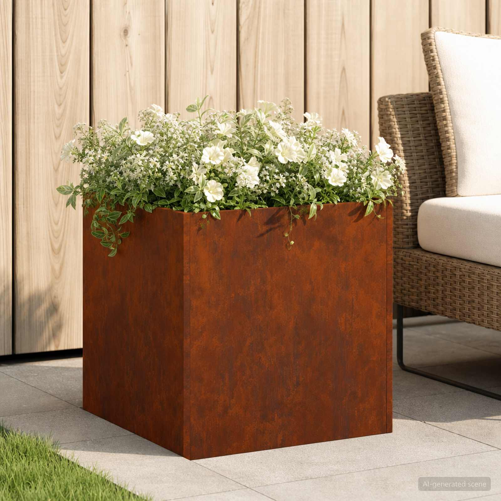 Plantenbak Roestkleurig 35 x 35 x 35 cm weervast staal