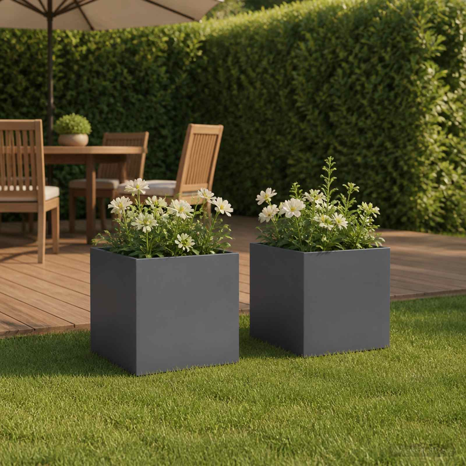 Plantenbak 2 st Antraciet 45 x 45 x 45 cm Koudgewalst staal