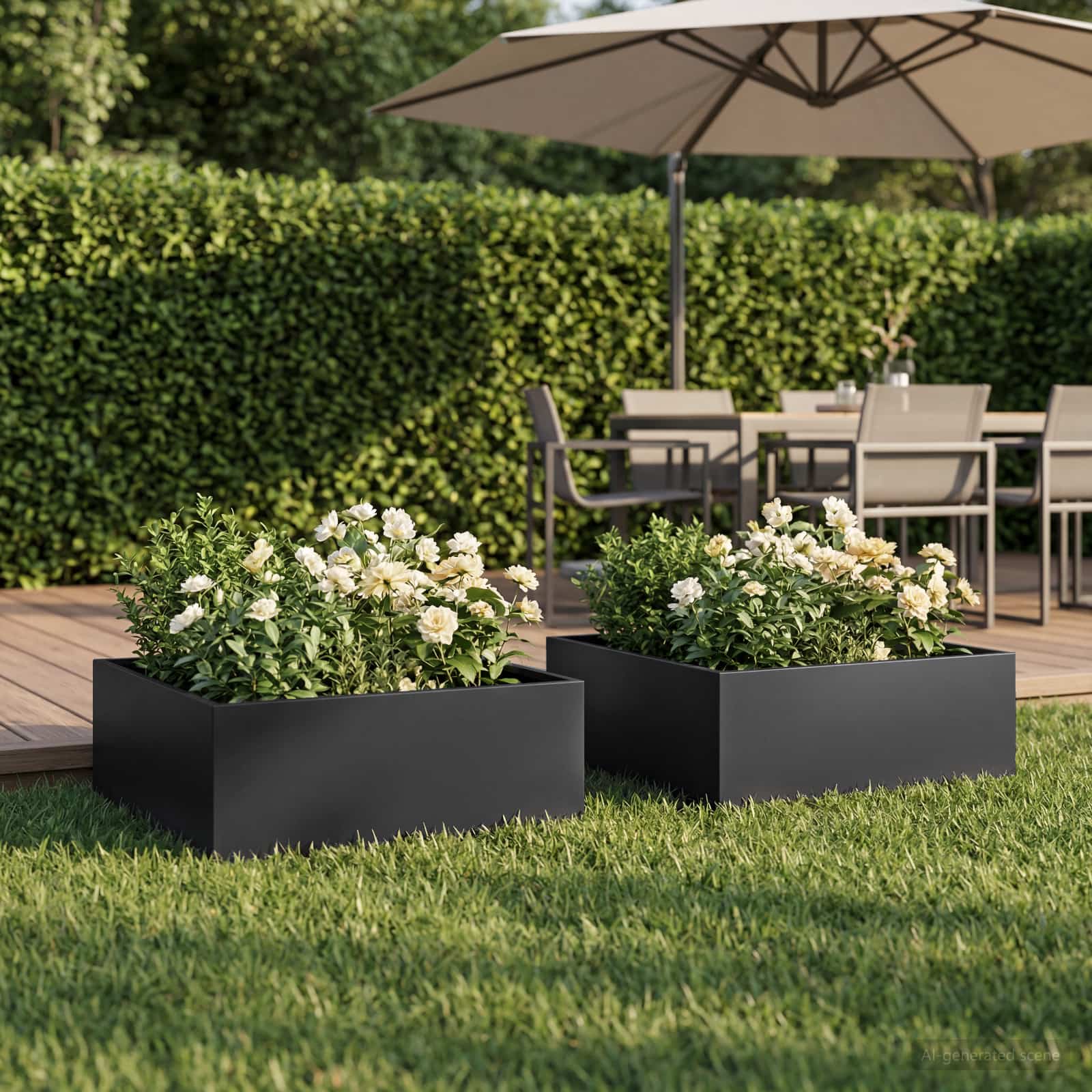 Plantenbak 2 st Zwart 40 x 40 x 20 cm Koudgewalst staal – afbeelding 1