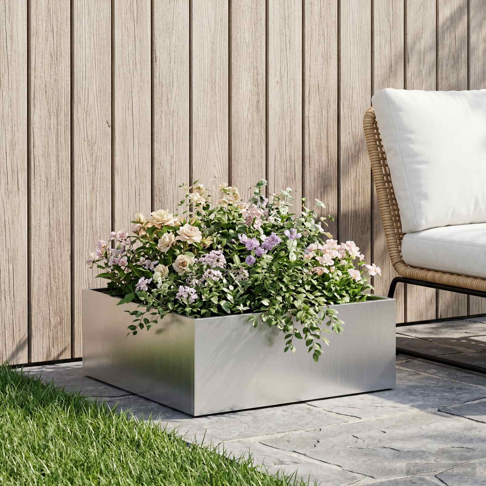 Plantenbak zilver 40 x 40 x 20 cm Roestvrij staal – afbeelding 1