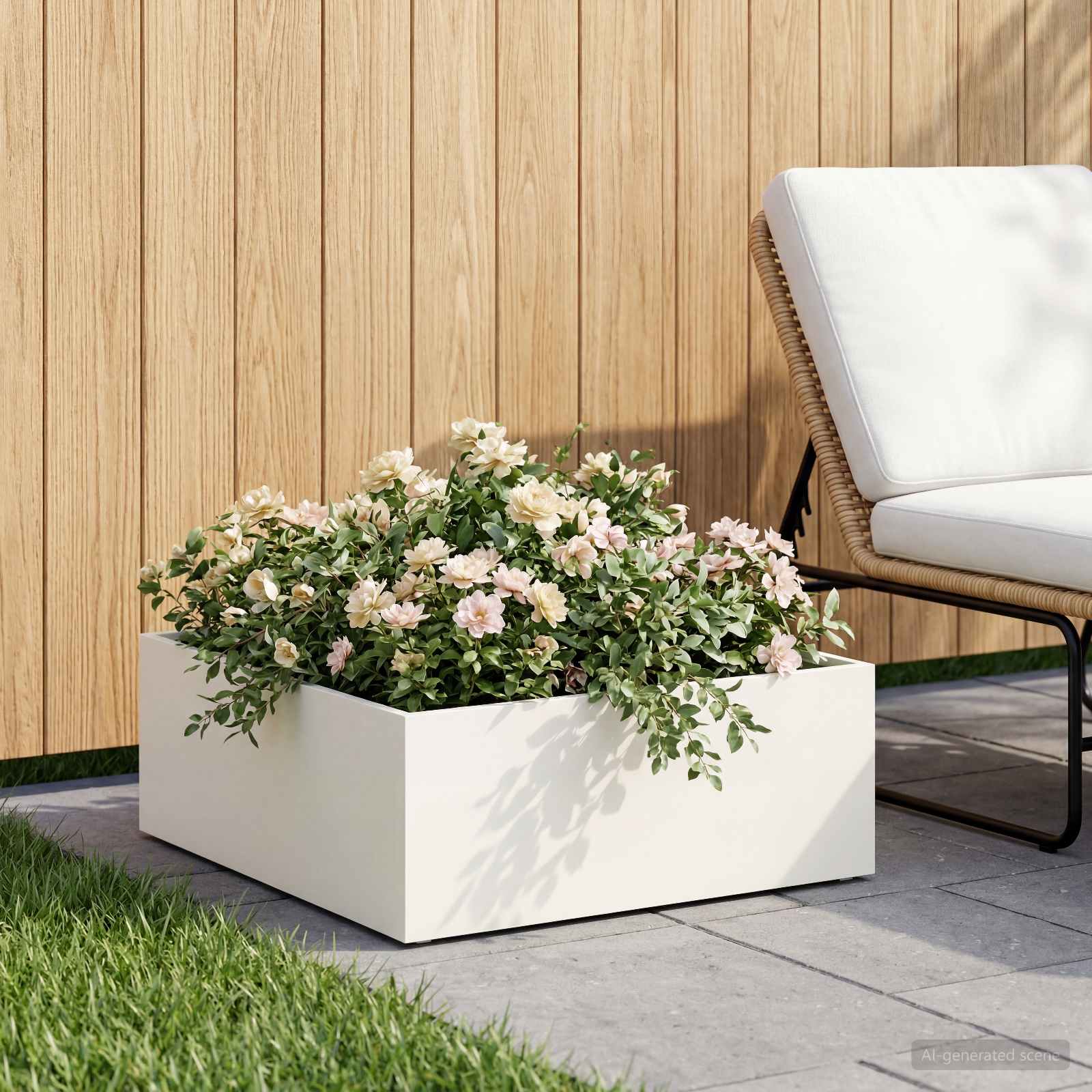 Plantenbak Wit 60 x 60 x 20 cm Koudgewalst staal