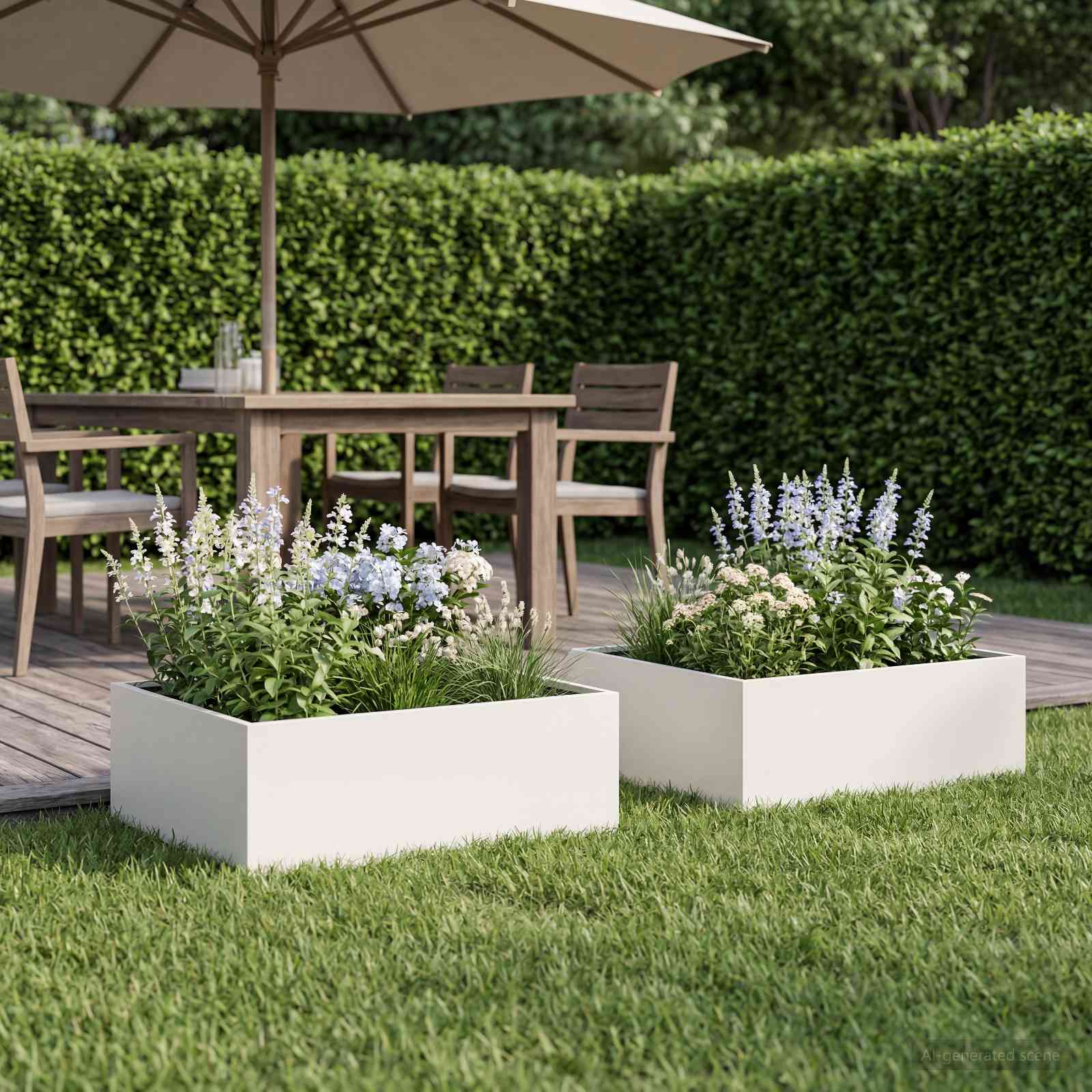 Plantenbak 2 st Wit 60 x 60 x 20 cm Koudgewalst staal