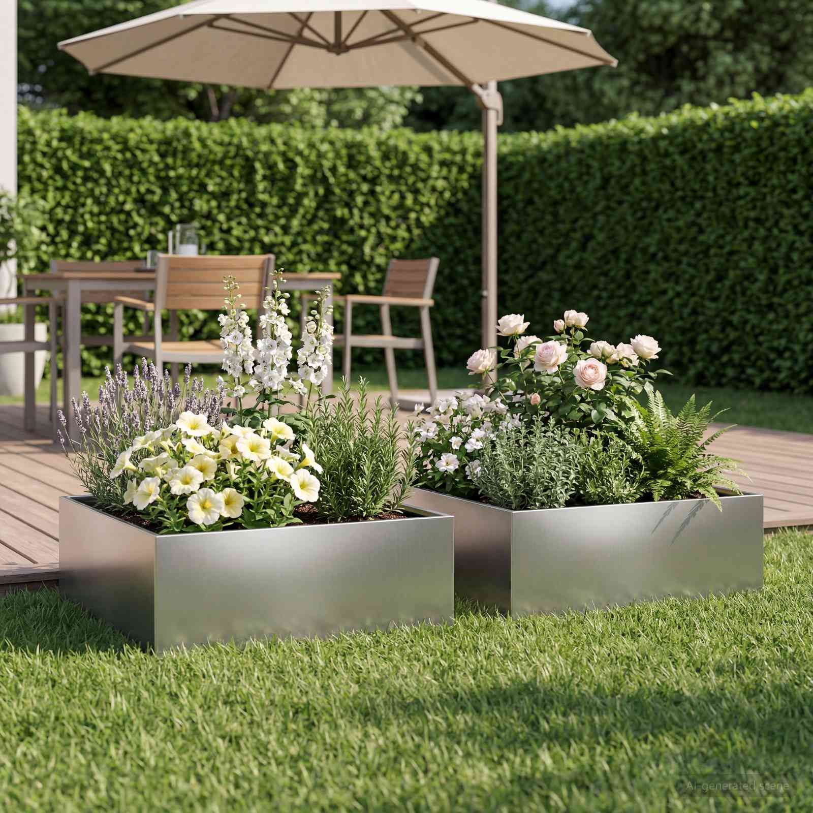 Plantenbak 2 st zilver 60 x 60 x 20 cm Roestvrij staal