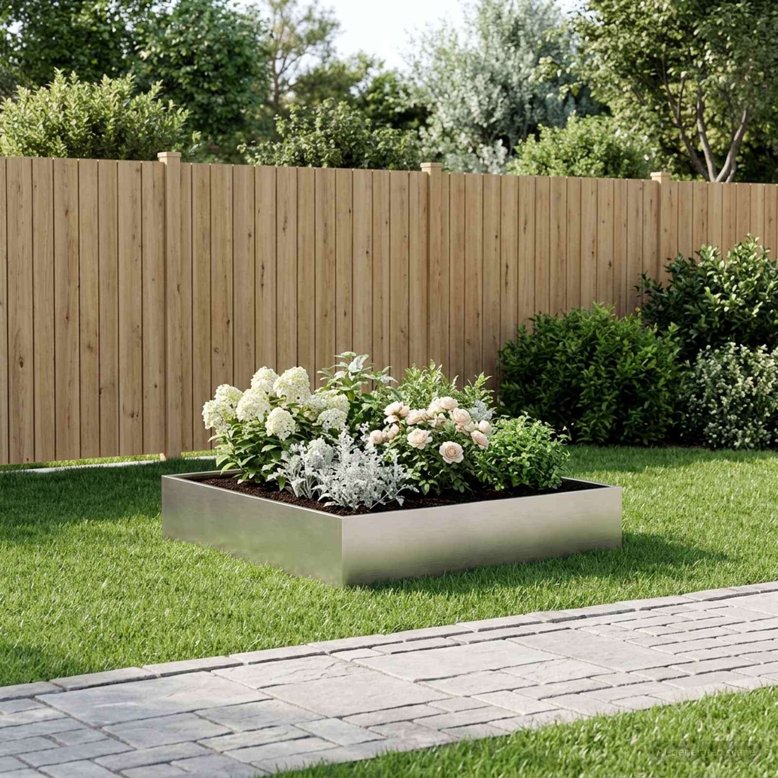 Plantenbak zilver 80 x 80 x 20 cm Roestvrij staal – afbeelding 1
