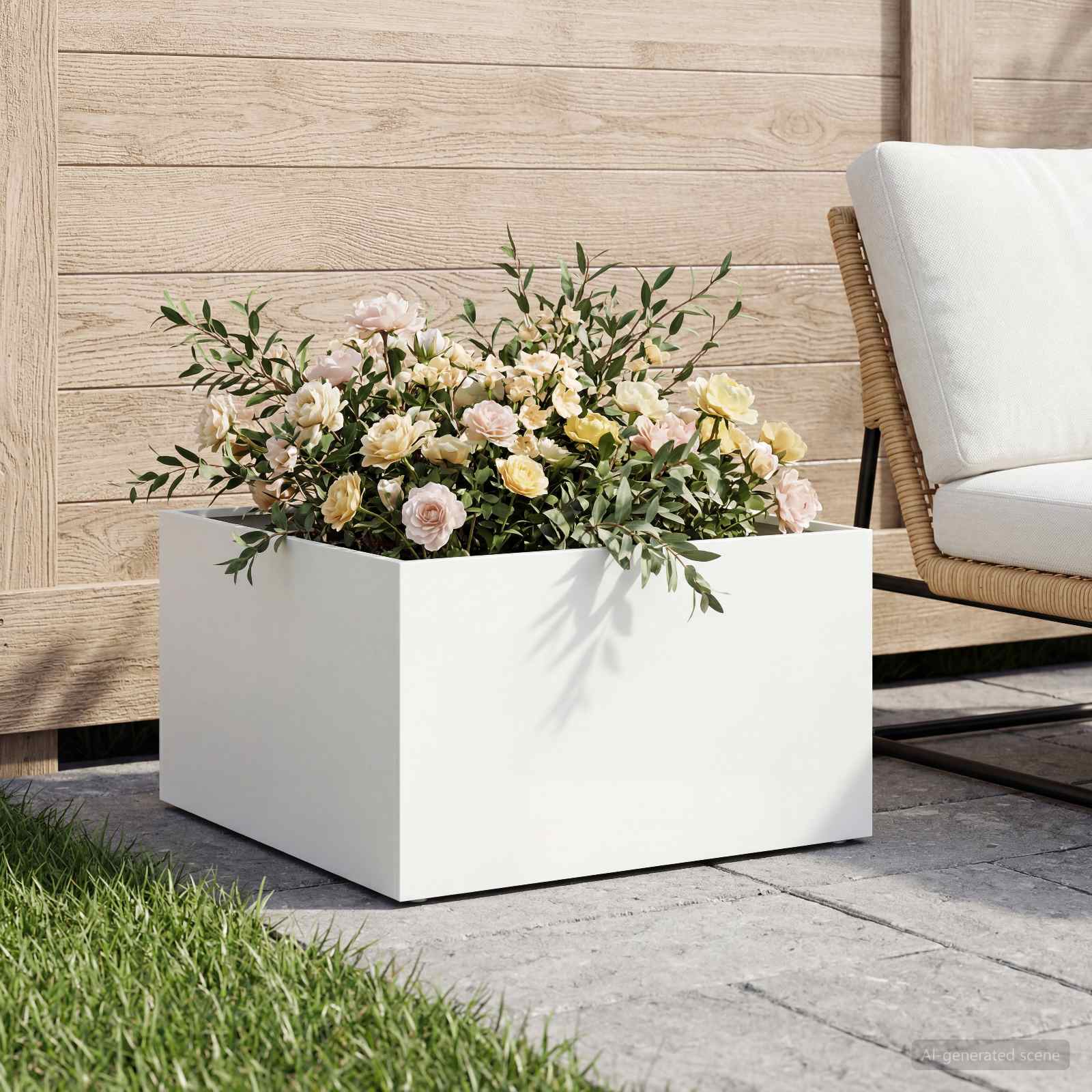 Plantenbak Wit 40 x 40 x 30 cm Koudgewalst staal – afbeelding 1
