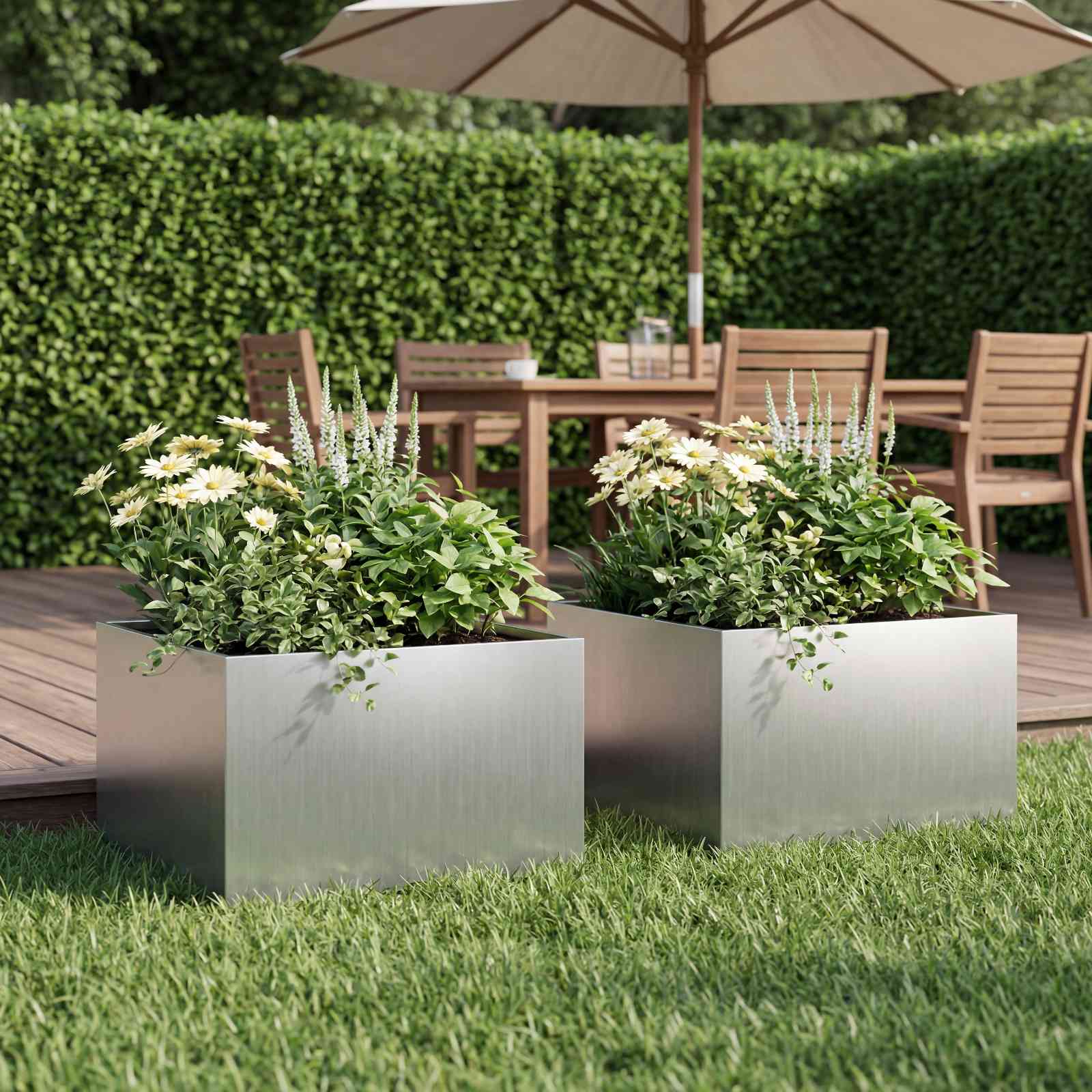 Plantenbak 2 st zilver 40 x 40 x 30 cm Gegalvaniseerd staal – afbeelding 1