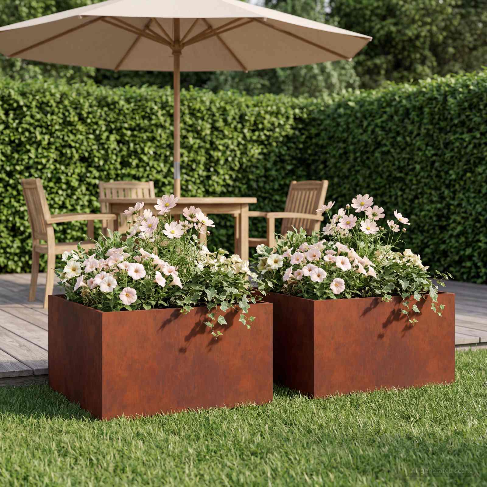 Plantenbak 2 st Roestkleurig 40 x 40 x 30 cm weervast staal