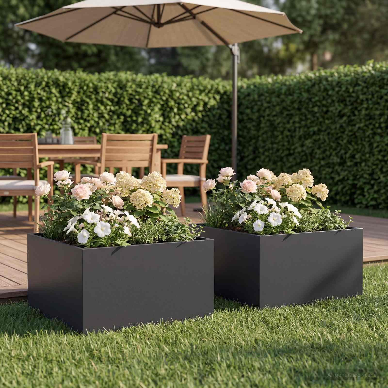 Plantenbak 2 st Zwart 60 x 60 x 30 cm Koudgewalst staal