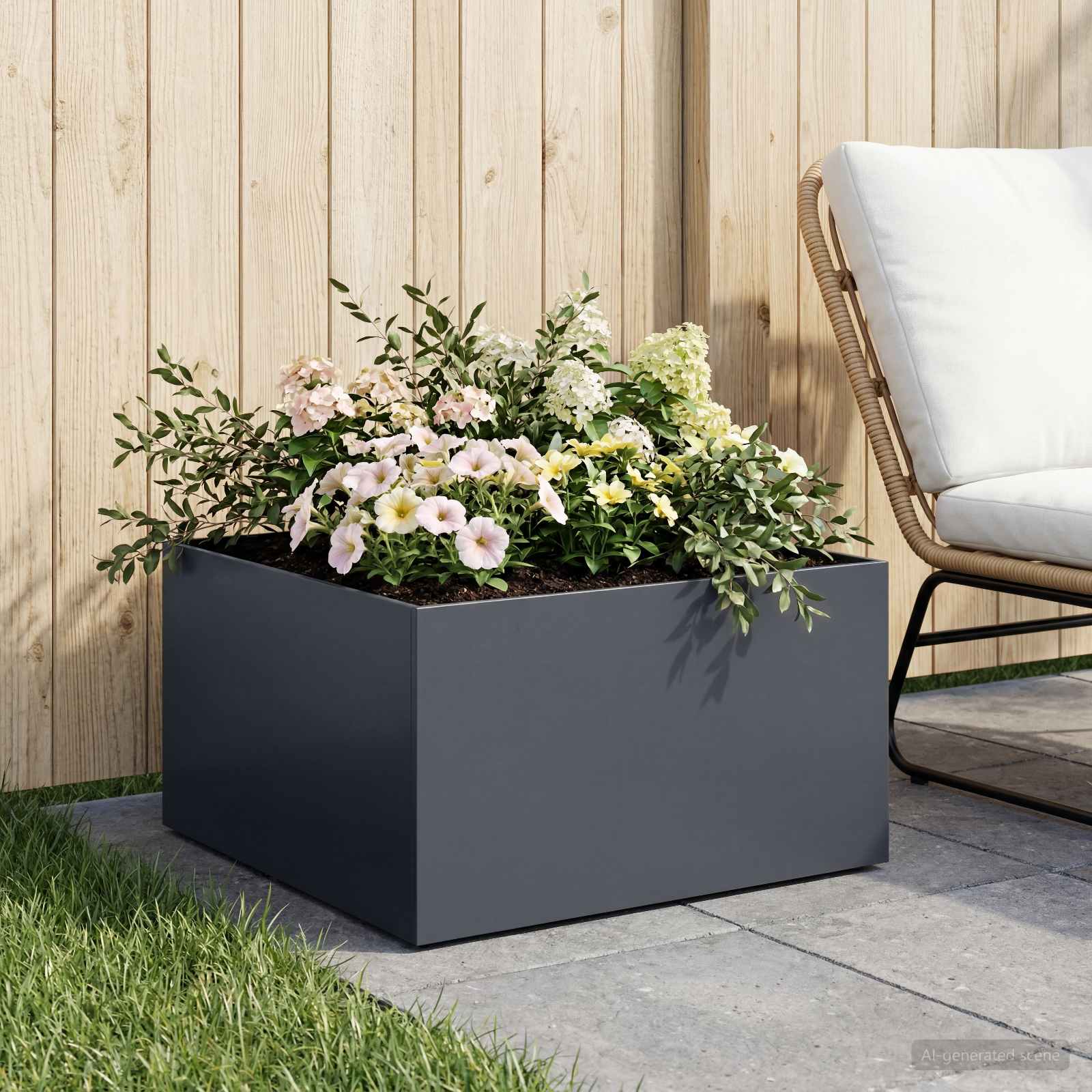 Plantenbak Antraciet 60 x 60 x 30 cm Koudgewalst staal – afbeelding 1