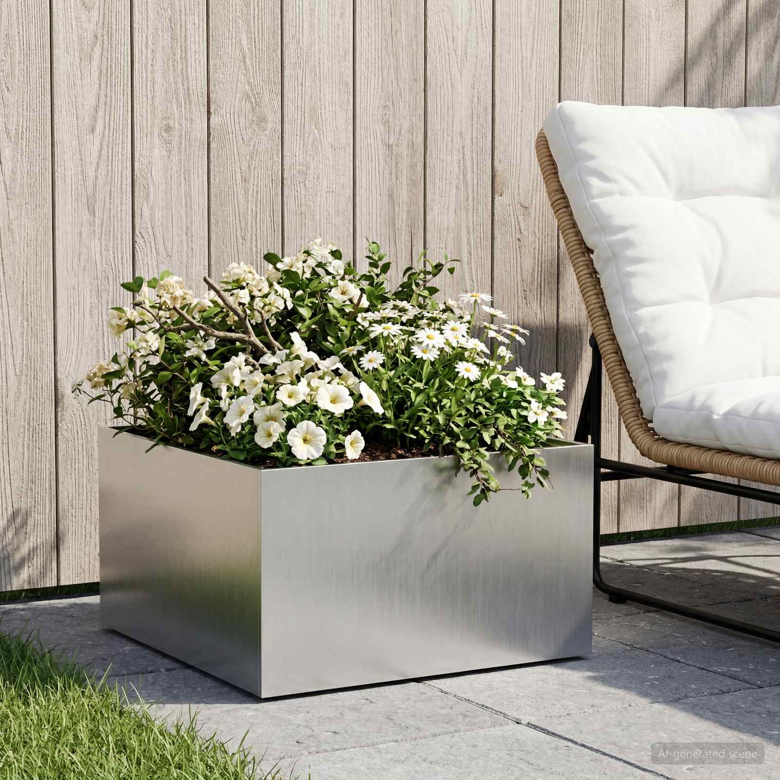 Plantenbak zilver 60 x 60 x 30 cm Roestvrij staal – afbeelding 1