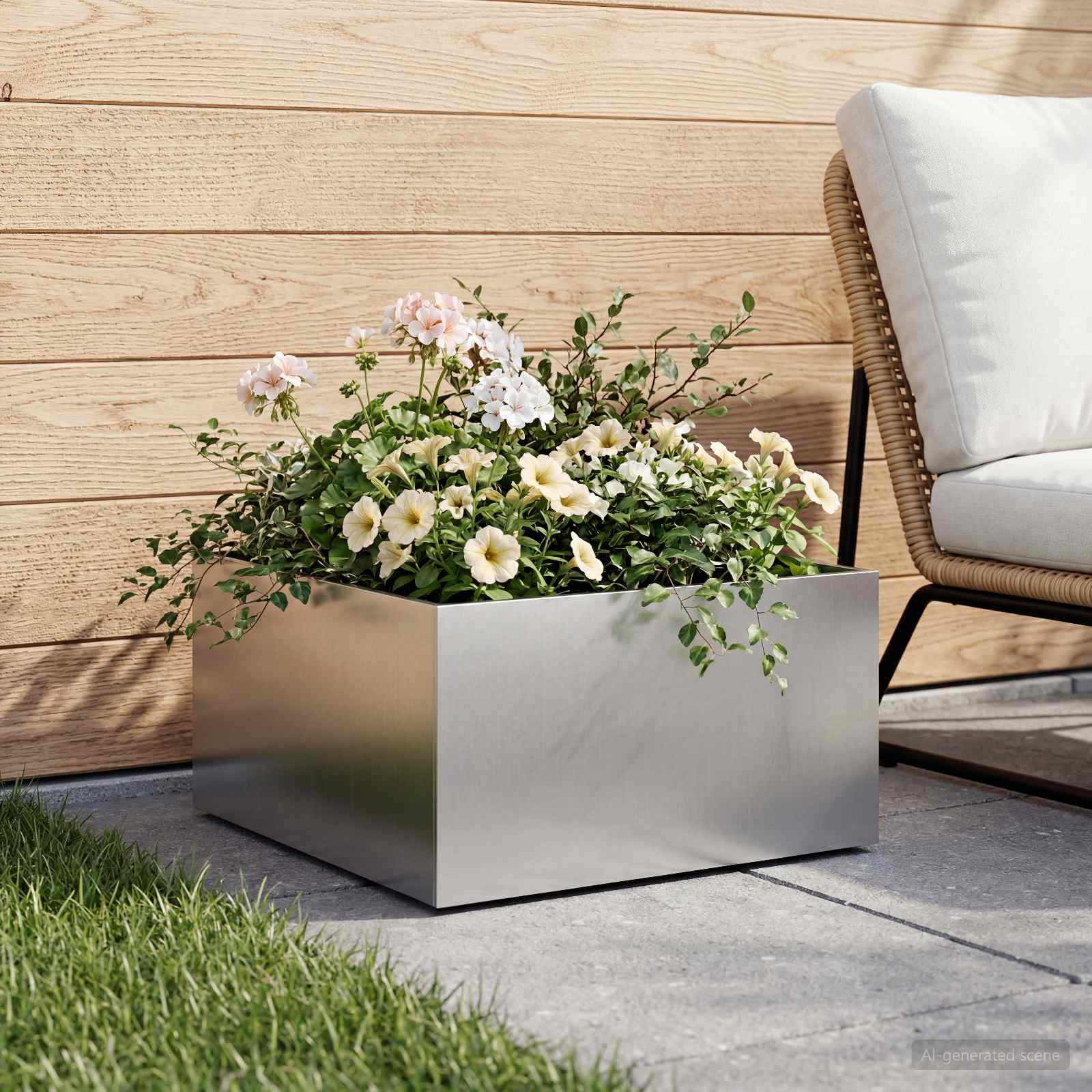 Plantenbak zilver 60 x 60 x 30 cm Gegalvaniseerd staal – afbeelding 1
