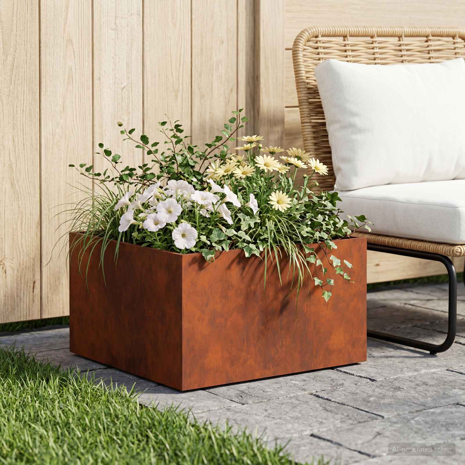 Plantenbak Roestkleurig 60 x 60 x 30 cm weervast staal