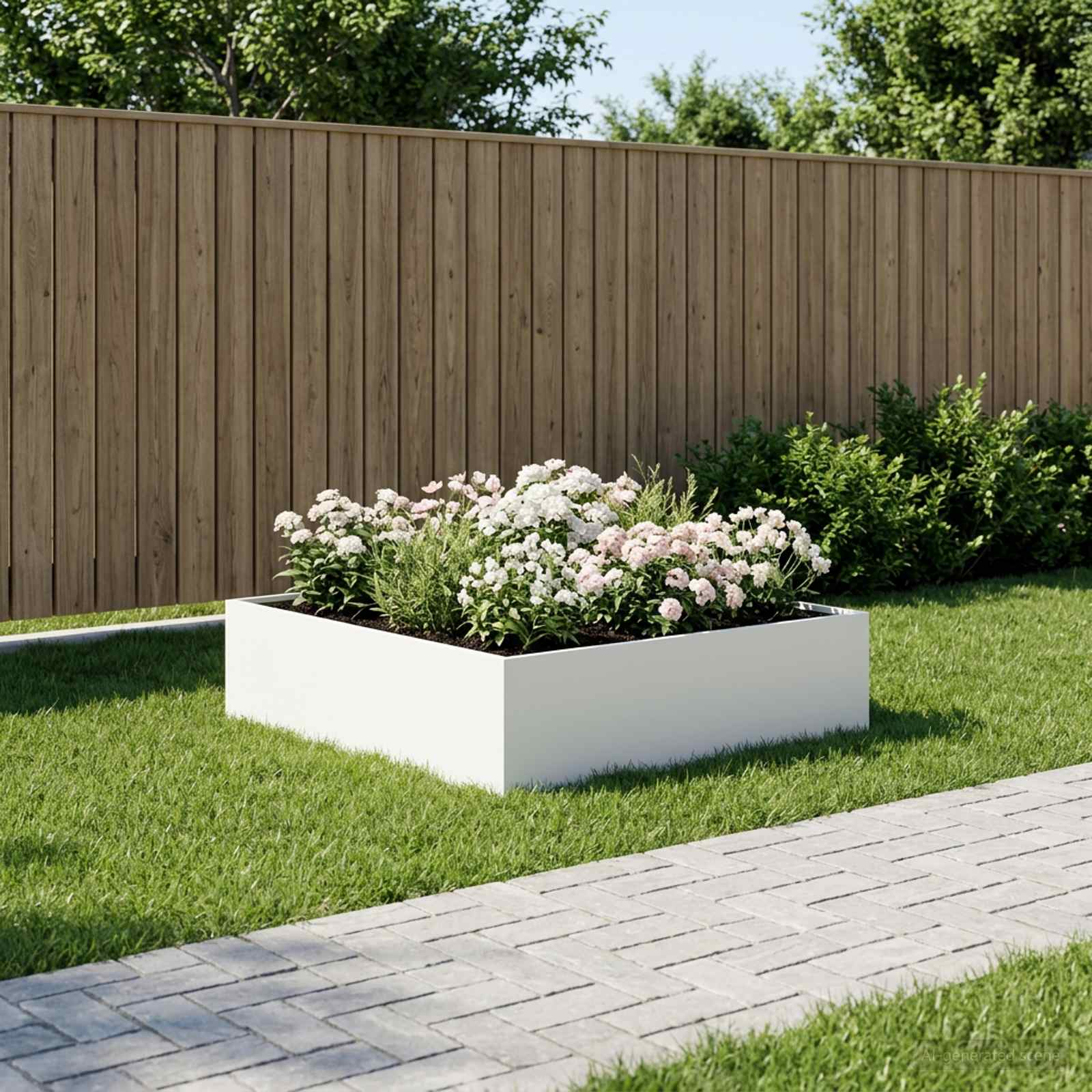 Plantenbak Wit 80 x 80 x 30 cm Koudgewalst staal