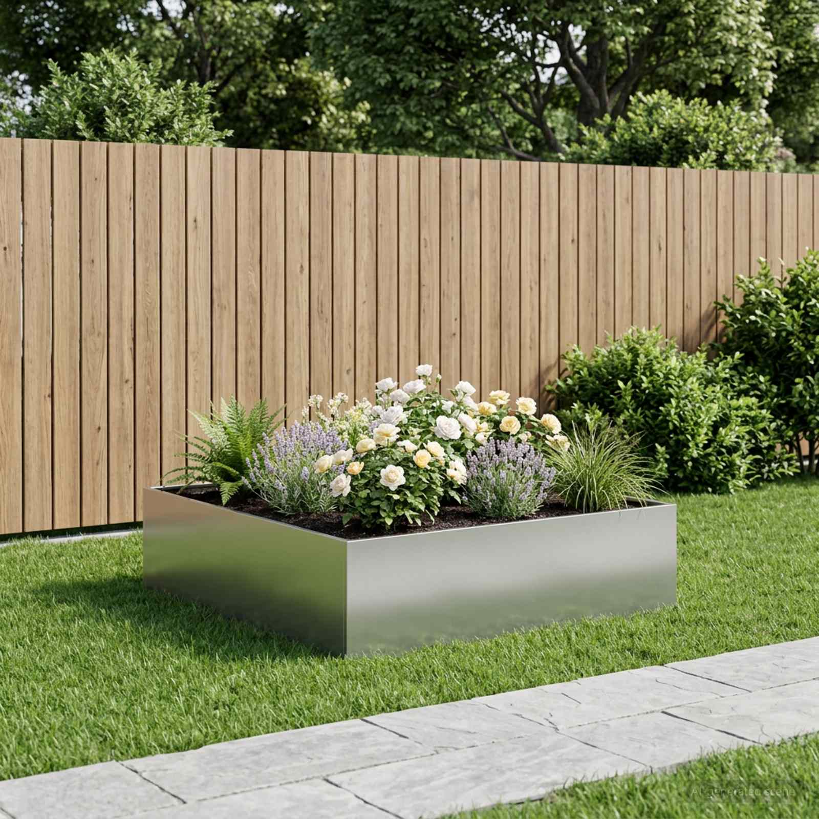 Plantenbak zilver 80 x 80 x 30 cm Gegalvaniseerd staal