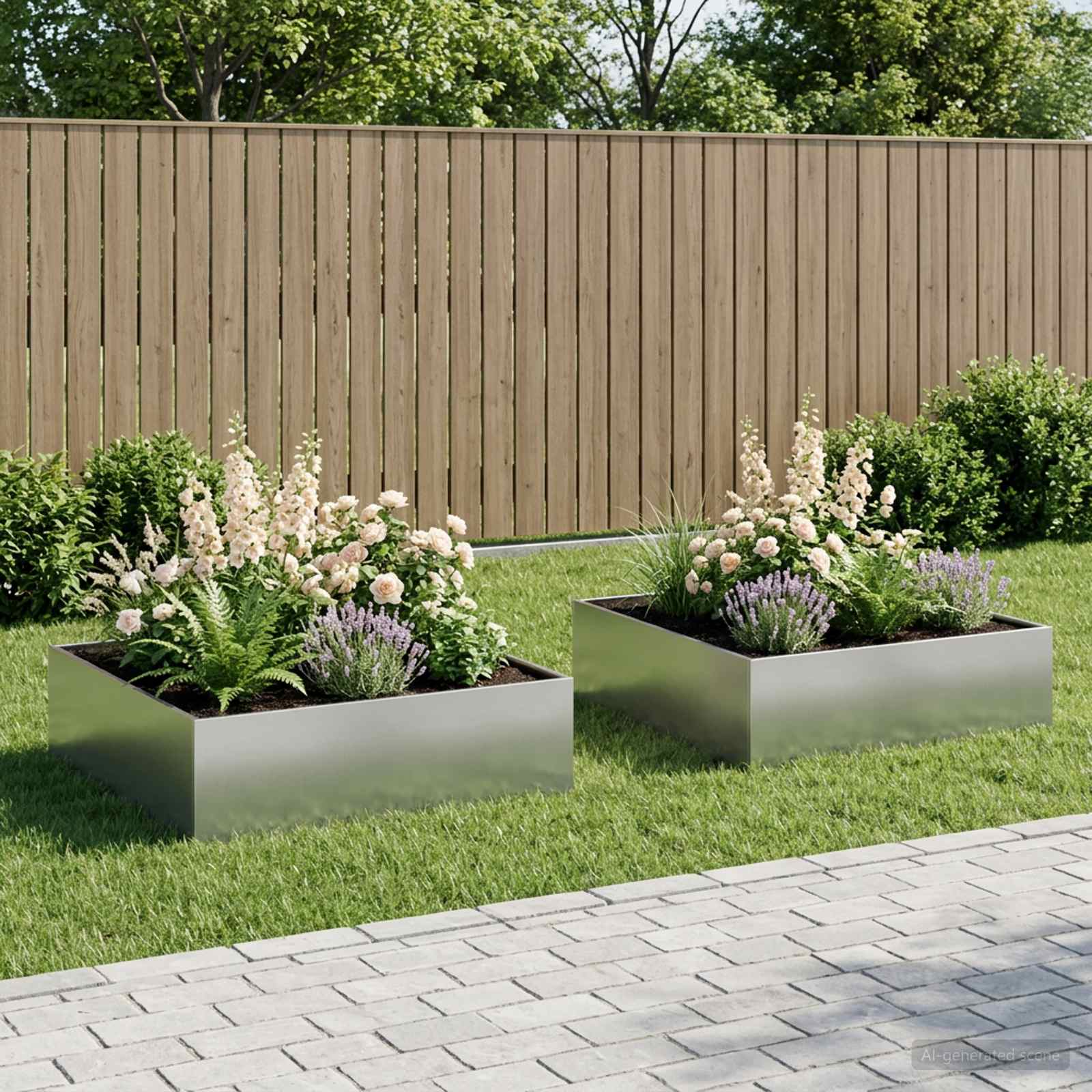 Plantenbak 2 st zilver 80 x 80 x 30 cm Gegalvaniseerd staal – afbeelding 1