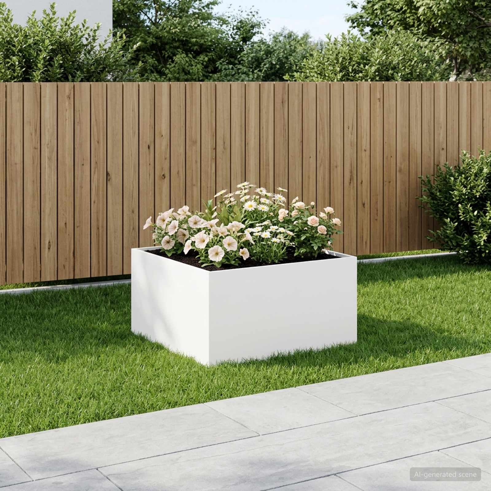 Plantenbak Wit 60 x 60 x 40 cm Koudgewalst staal – afbeelding 1
