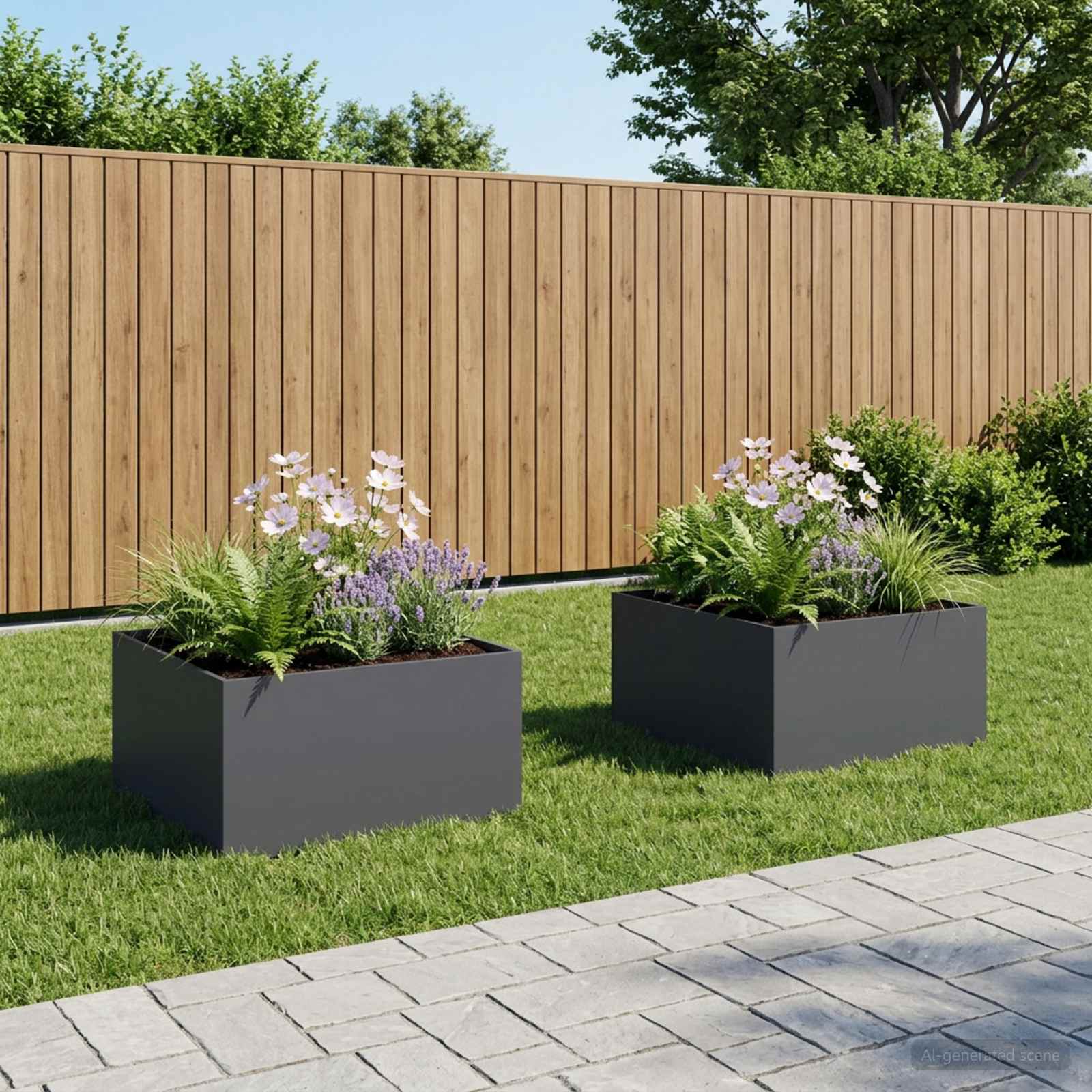 Plantenbak 2 st Antraciet 60 x 60 x 40 cm Koudgewalst staal