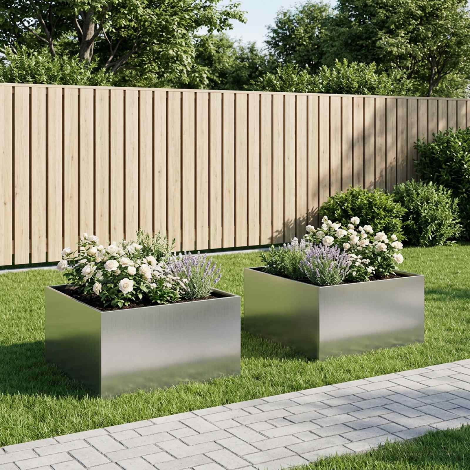 Plantenbak 2 st zilver 60 x 60 x 40 cm Gegalvaniseerd staal