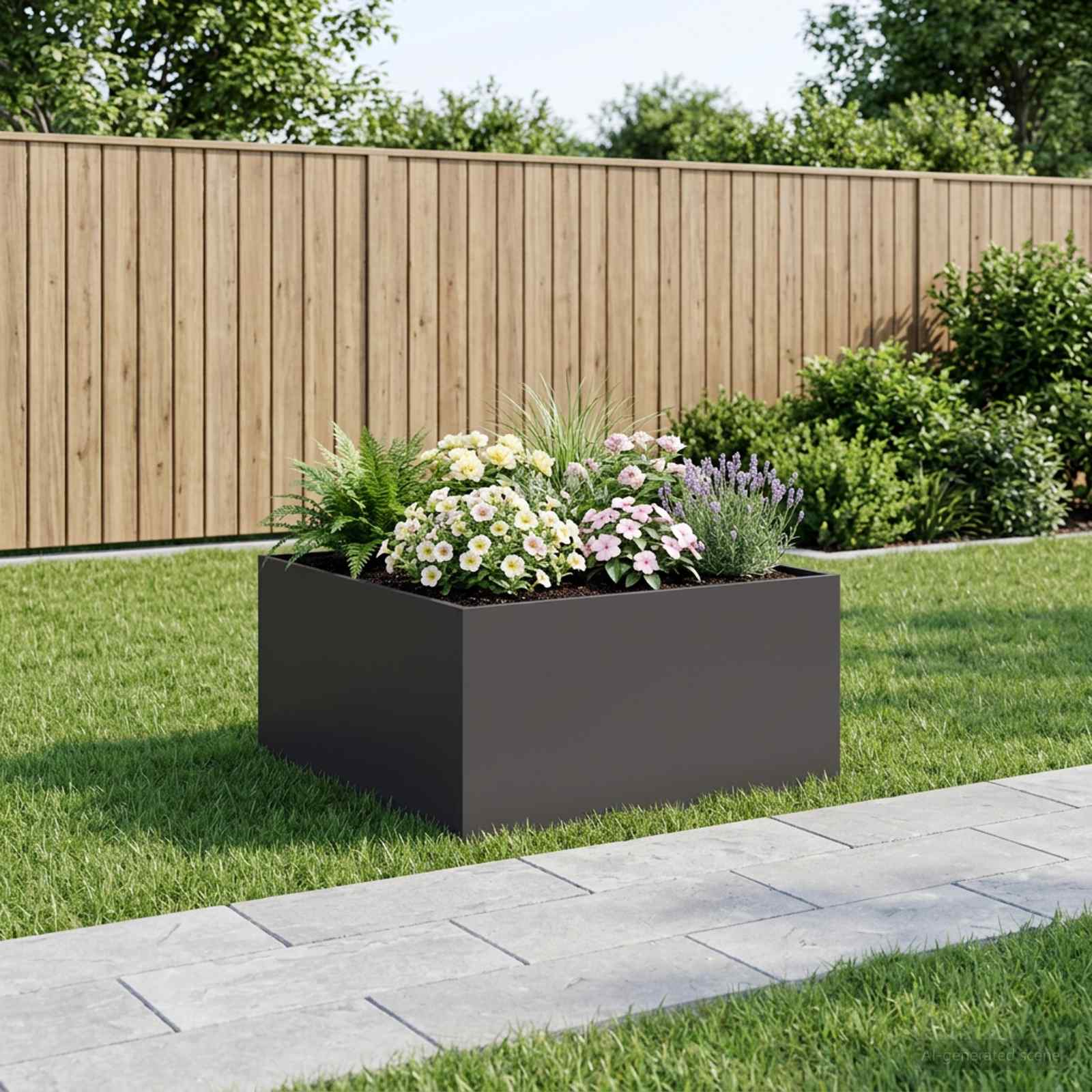 Plantenbak Zwart 80 x 80 x 40 cm Koudgewalst staal