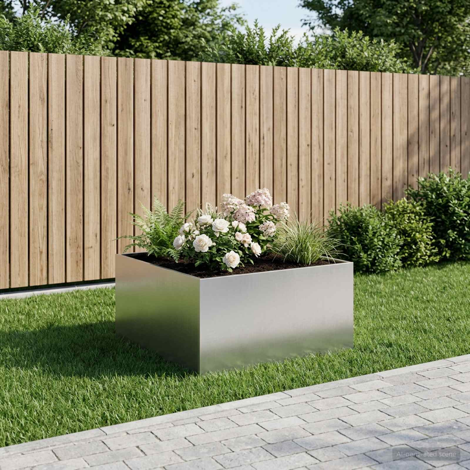 Plantenbak zilver 100 x 100 x 40 cm Roestvrij staal