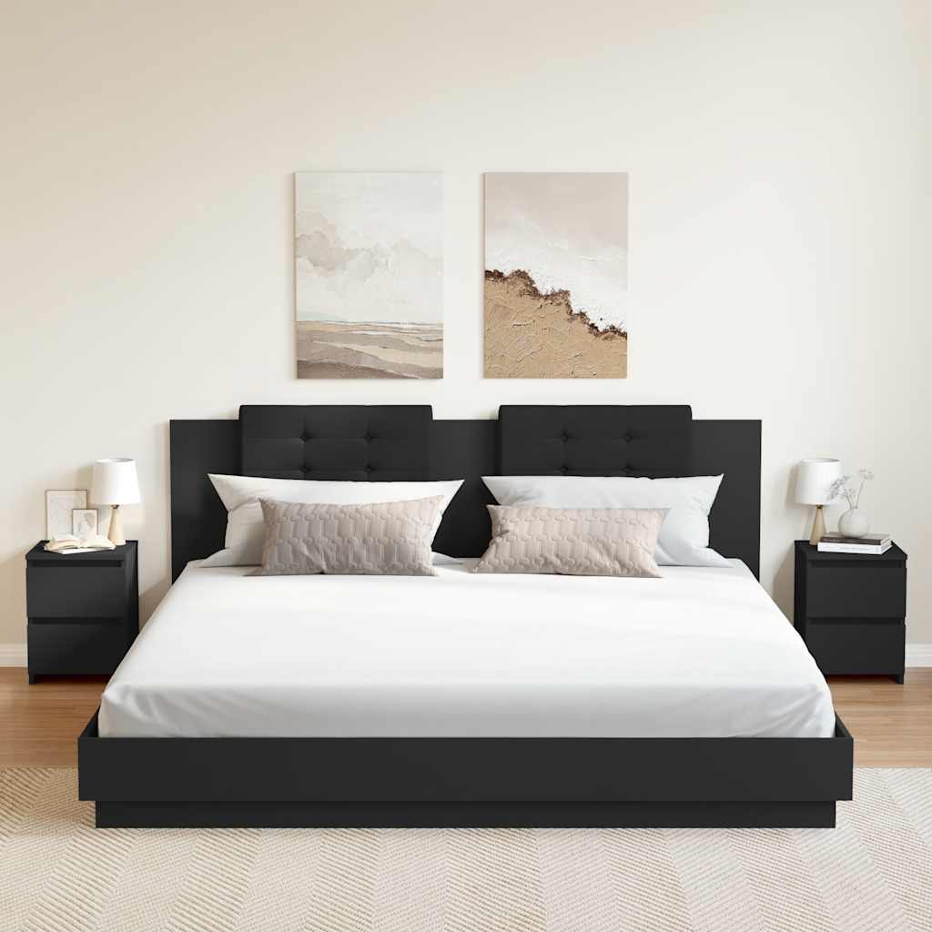 Nachtkastjes 2 st 30x30x40 cm bewerkt hout zwart