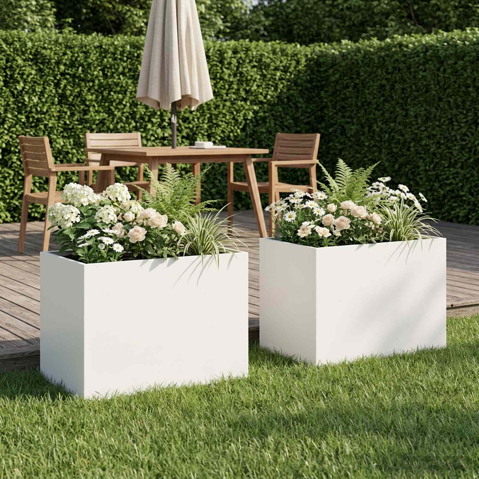 Plantenbak 2 st Wit 40 x 30 x 30 cm Koudgewalst staal