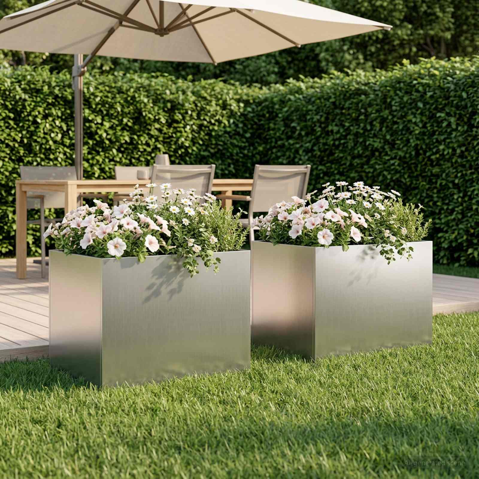 Plantenbak 2 st zilver 40 x 30 x 30 cm Gegalvaniseerd staal