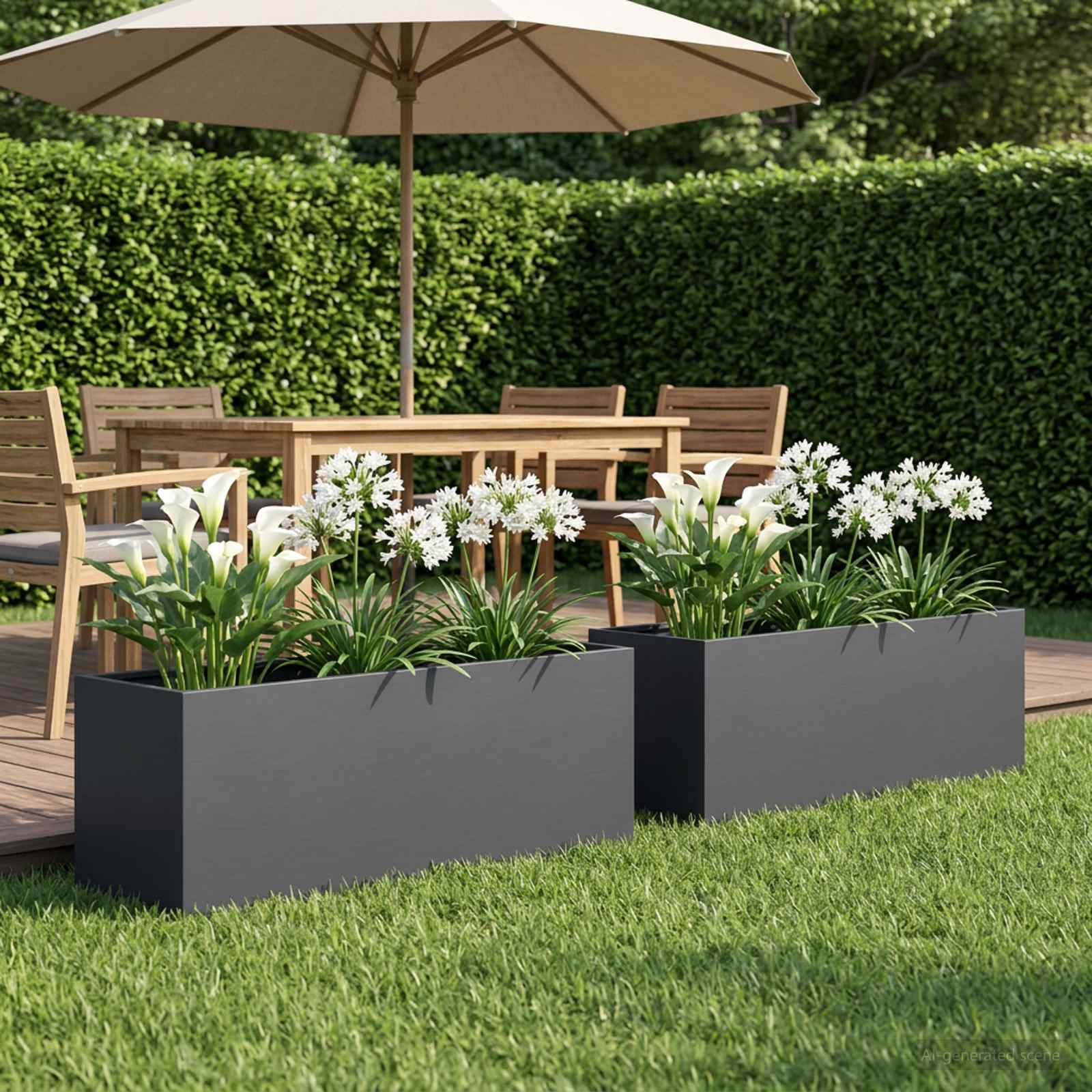 Plantenbak 2 st Antraciet 80 x 30 x 30 cm Koudgewalst staal