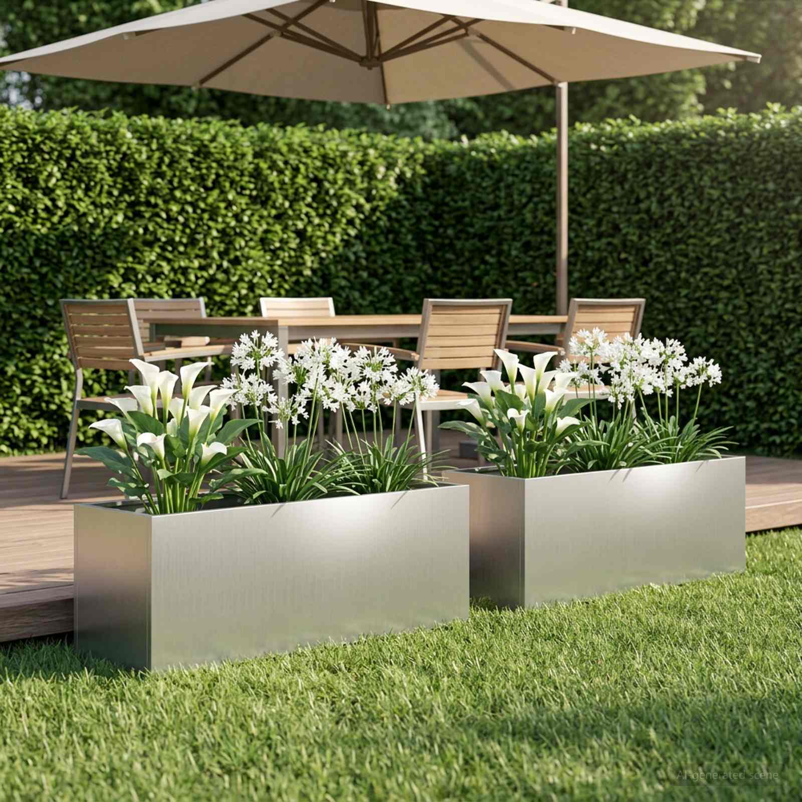 Plantenbak 2 st zilver 80 x 30 x 30 cm Gegalvaniseerd staal