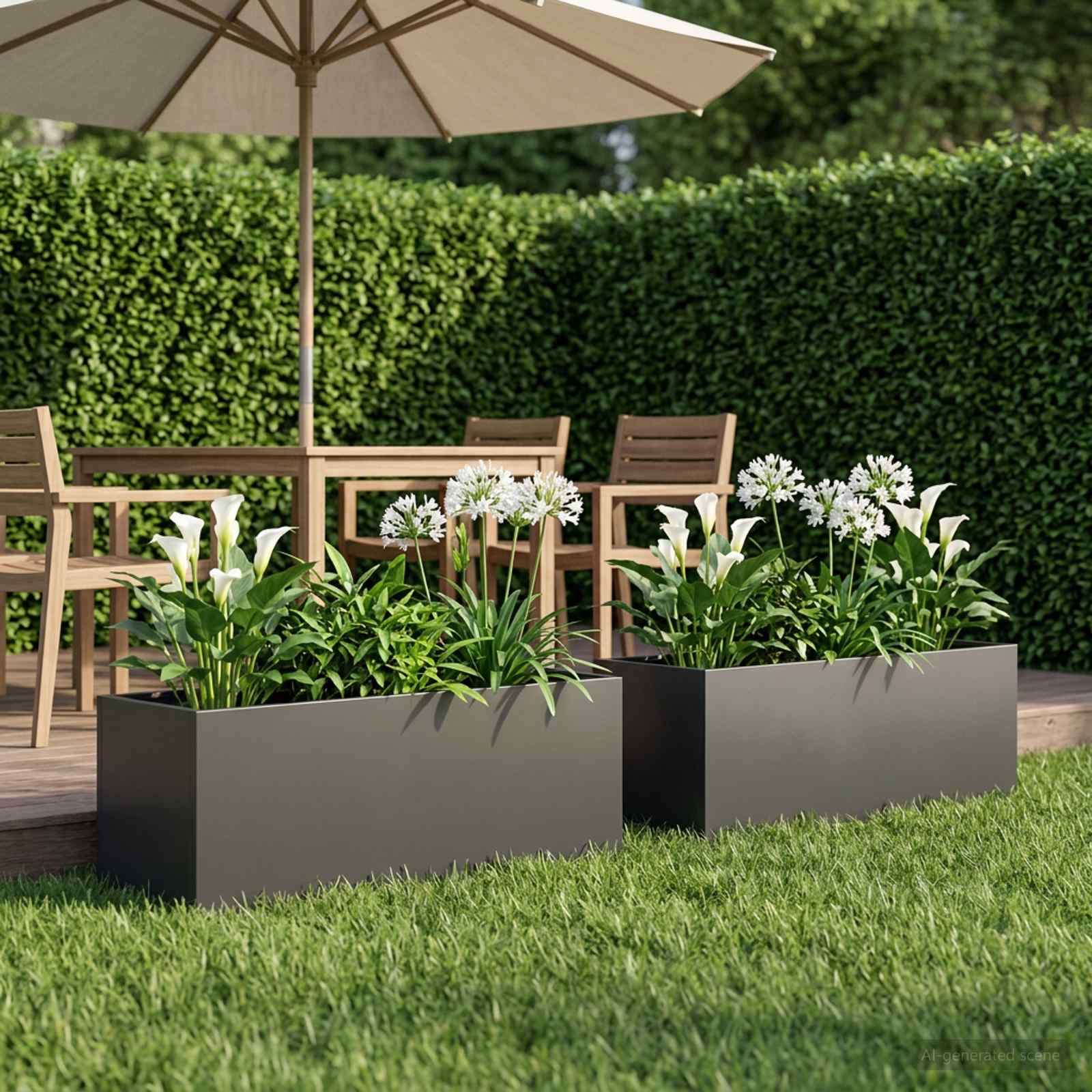 Plantenbak 2 st Zwart 100 x 30 x 30 cm Koudgewalst staal