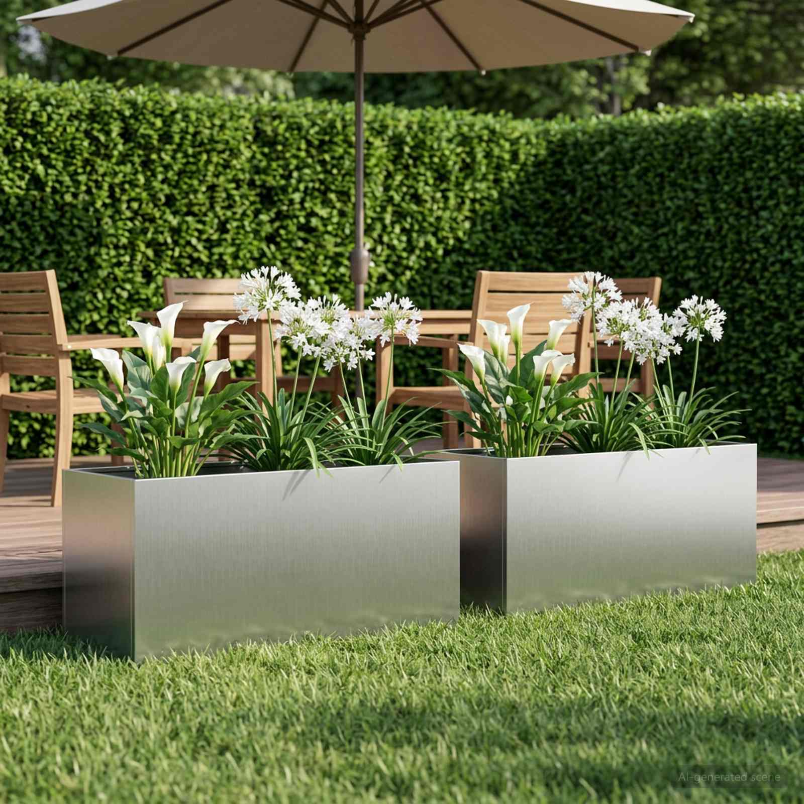 Plantenbak 2 st zilver 80 x 40 x 40 cm Gegalvaniseerd staal – afbeelding 1