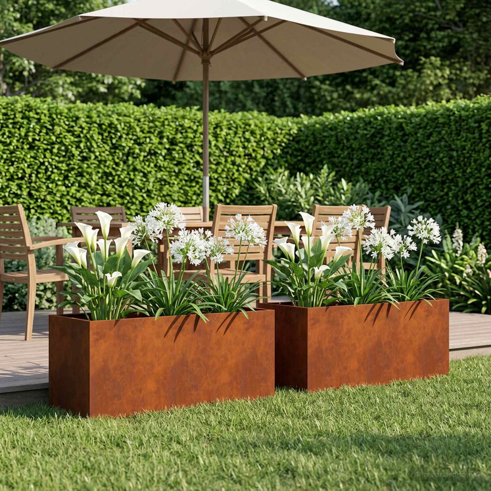 Plantenbak 2 st Roestkleurig 80 x 40 x 40 cm weervast staal