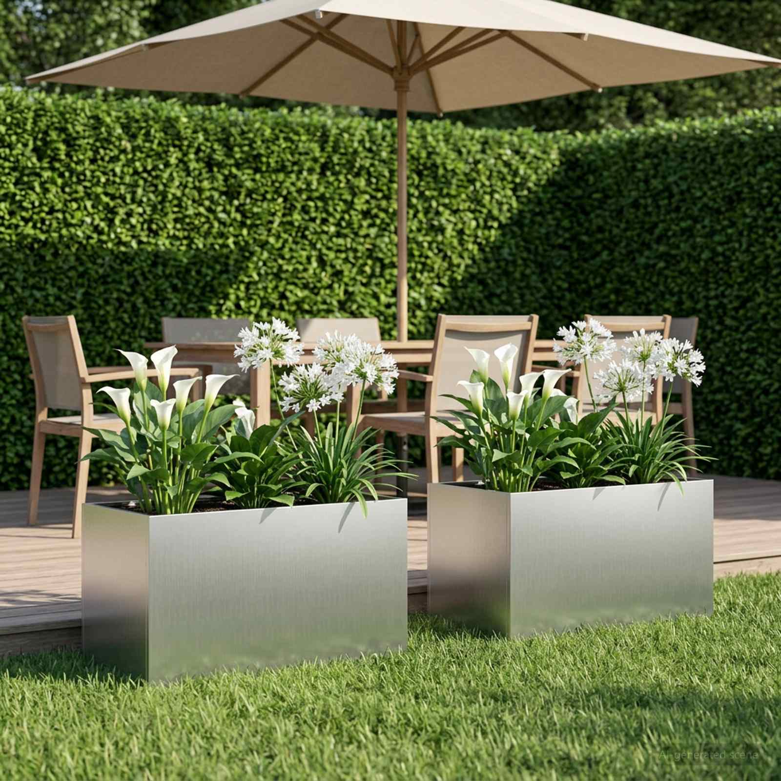Plantenbak 2 st zilver 80 x 50 x 50 cm Gegalvaniseerd staal
