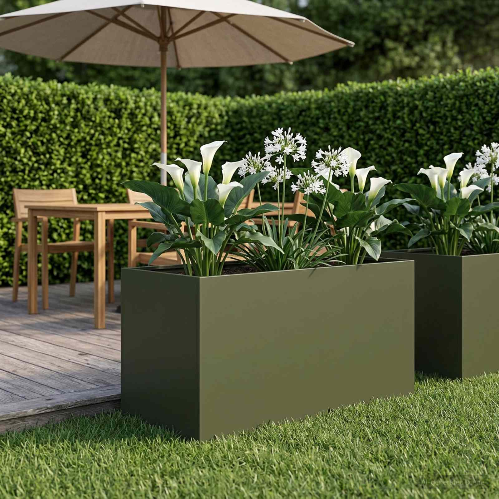 Plantenbak Olijfgroen 100 x 50 x 50 cm Koudgewalst staal – afbeelding 1