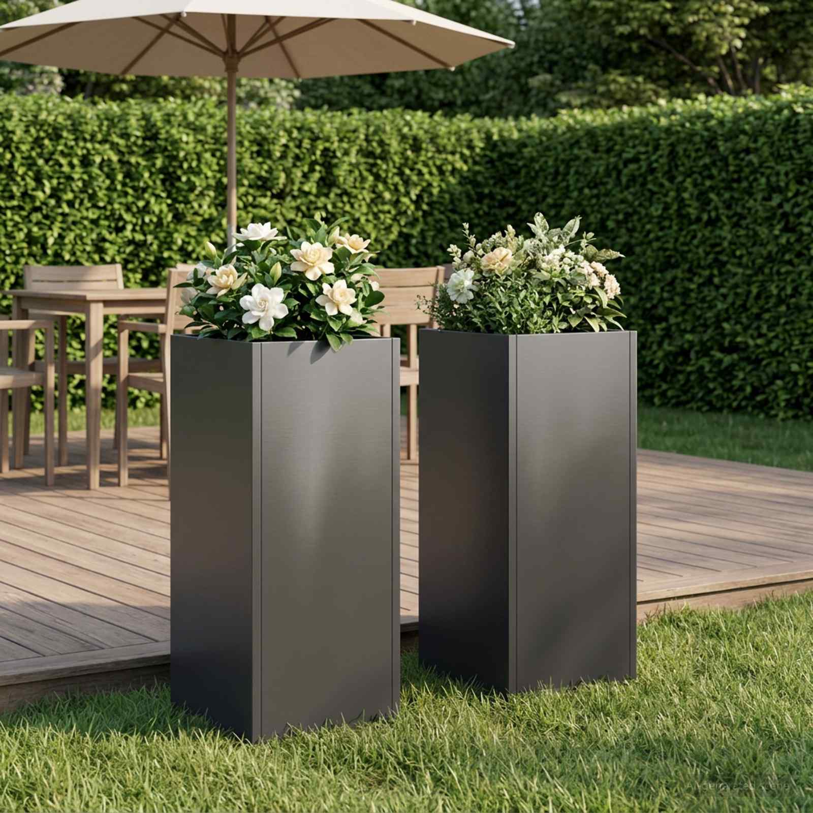 Plantenbak 2 st Zwart 20 x 20 x 40 cm Koudgewalst staal
