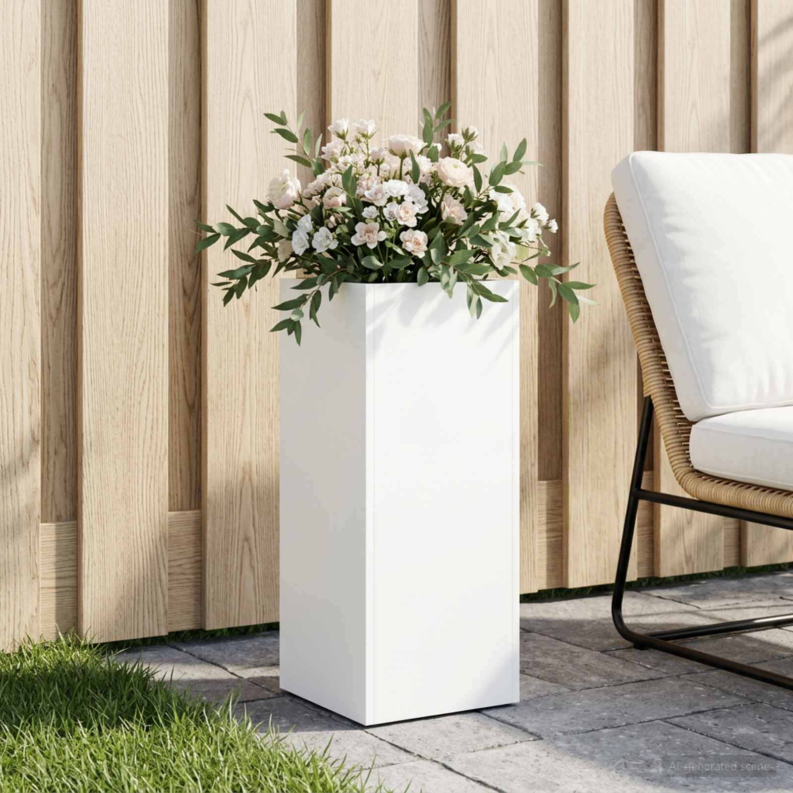 Plantenbak Wit 20 x 20 x 40 cm Koudgewalst staal