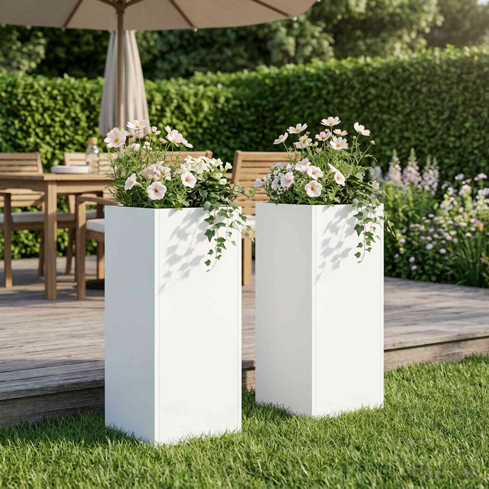Plantenbak 2 st Wit 20 x 20 x 40 cm Koudgewalst staal