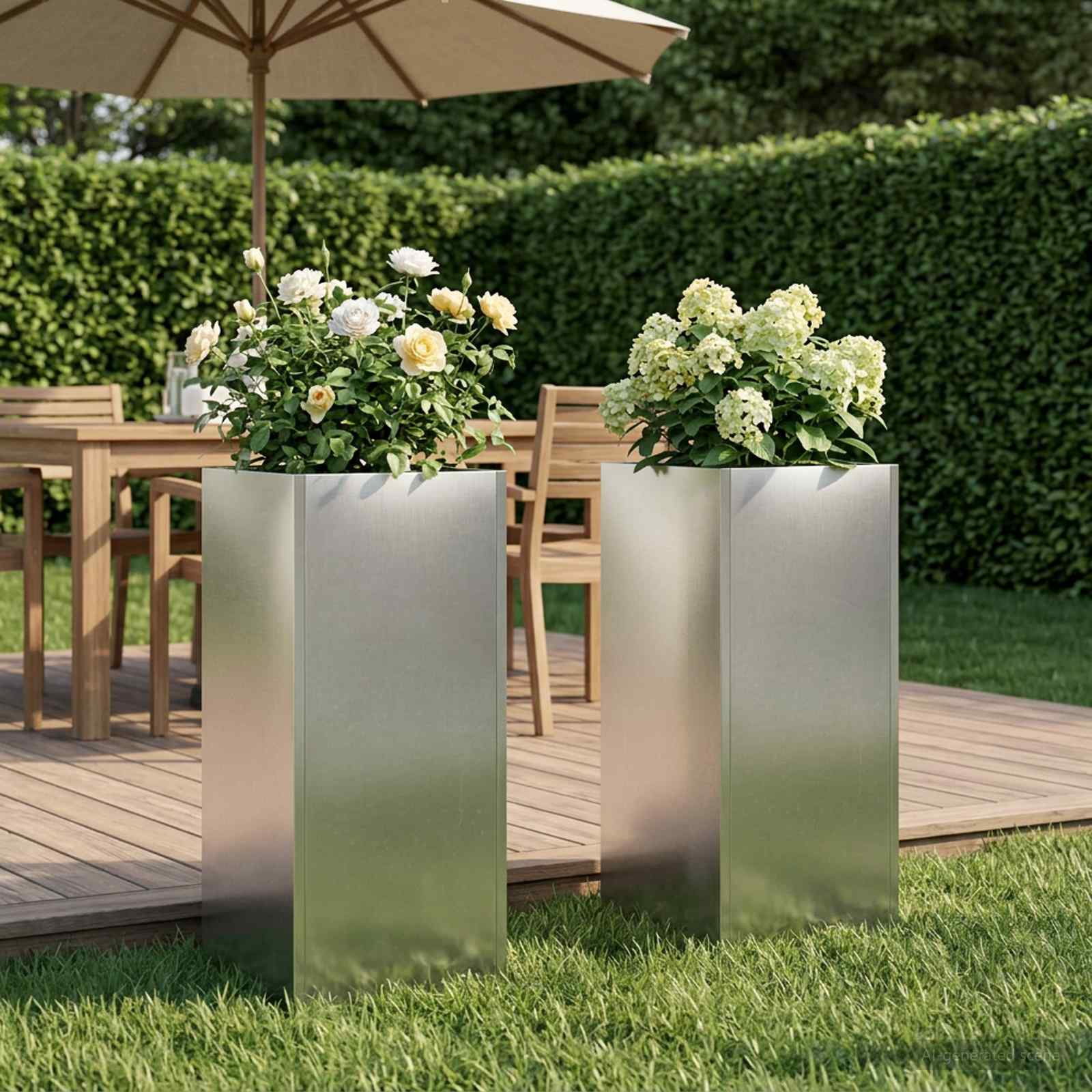 Plantenbak 2 st zilver 20 x 20 x 50 cm Roestvrij staal