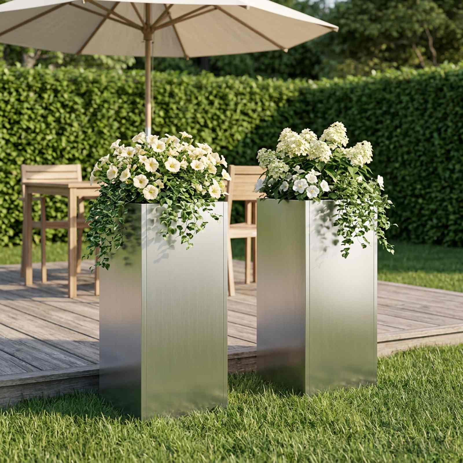 Plantenbak 2 st zilver 20 x 20 x 50 cm Gegalvaniseerd staal – afbeelding 1