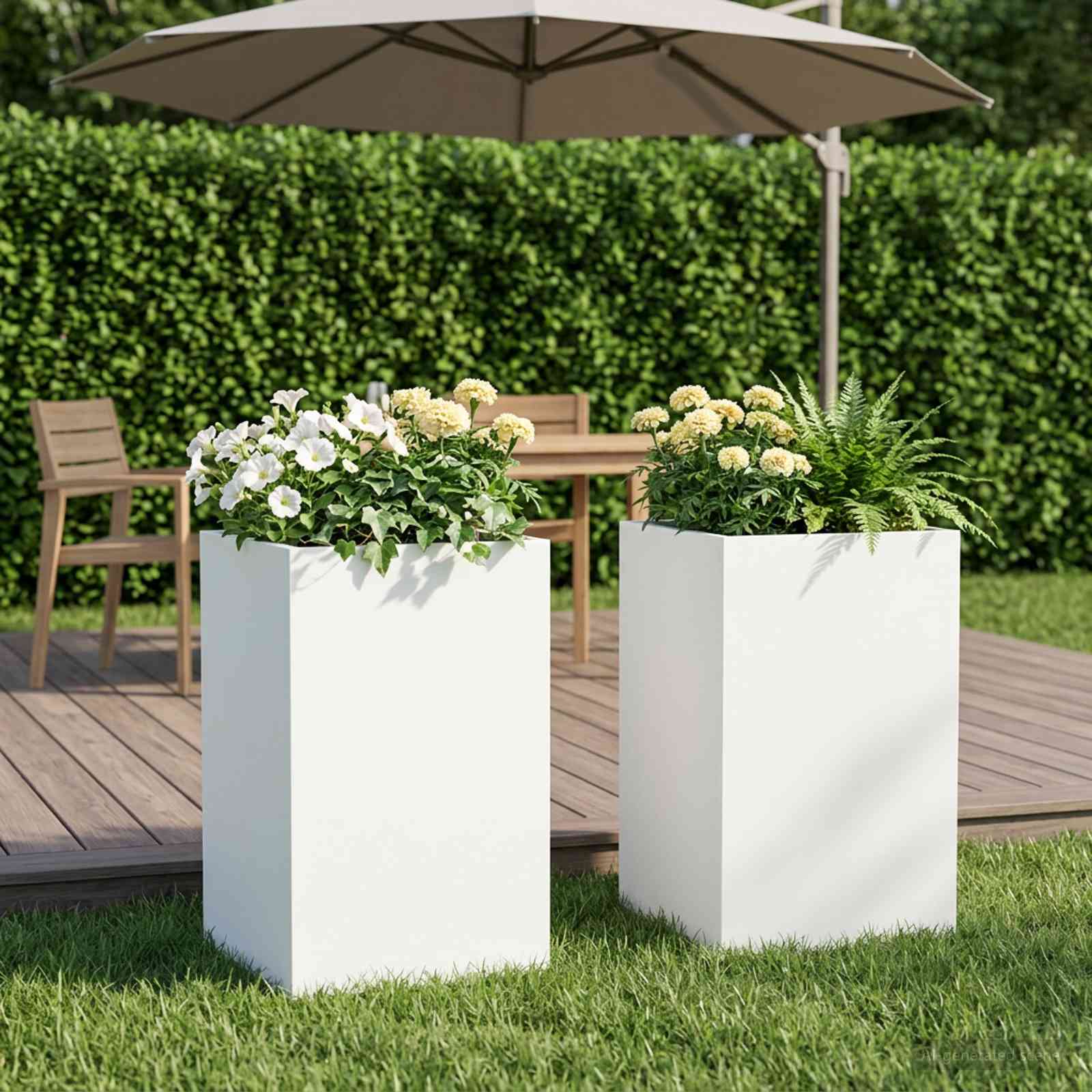Plantenbak 2 st Wit 30 x 30 x 40 cm Koudgewalst staal