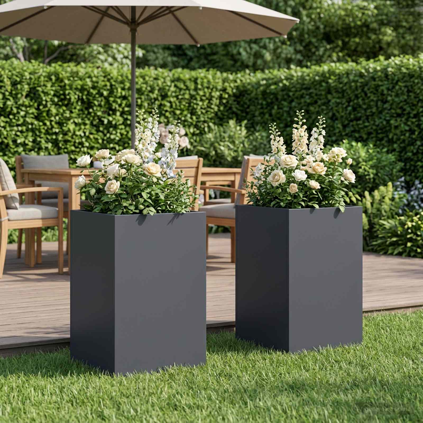 Plantenbak 2 st Antraciet 30 x 30 x 40 cm Koudgewalst staal